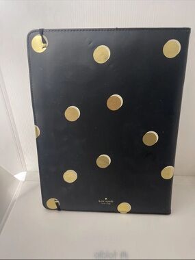 kate spade new york Black/Gold Leatherette Notepad Folio, Professional Padfolio